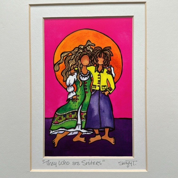 SUZY TORONTO™️ Vintage 'They Who Are Sisters' Double Matted Signed Print - Picture 2 of 6